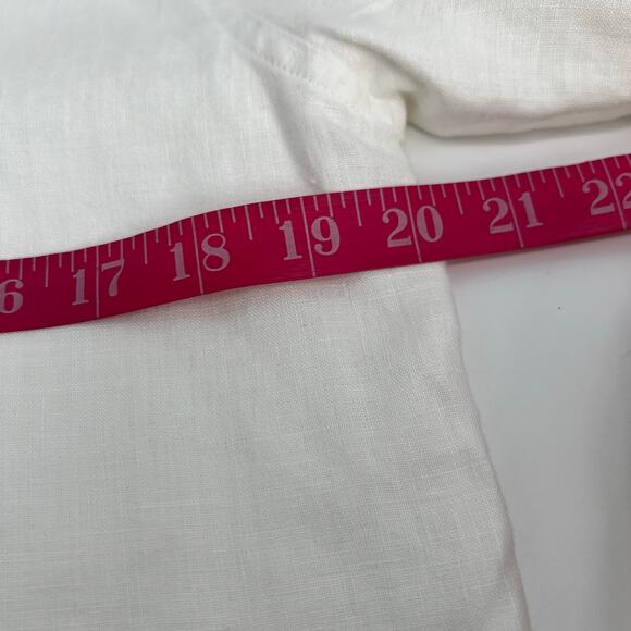 Jones New York Sport Linen Blouse Button Up Top Tunic Women Small White Collared - Picture 7 of 9